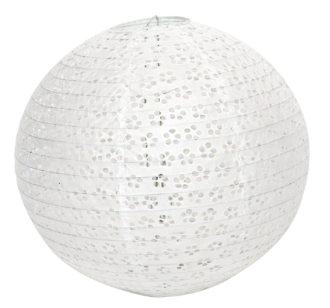 10" Round White Eyelet Paper Lantern