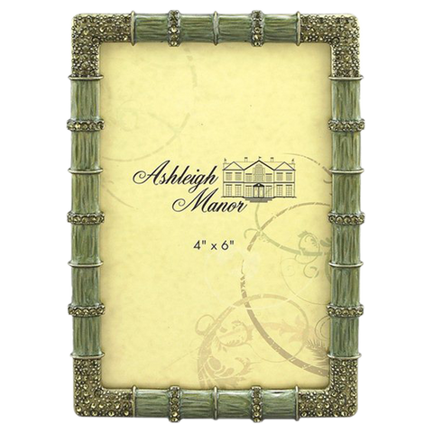 4 x 6 Green Enamel and Crystal Picture Frame