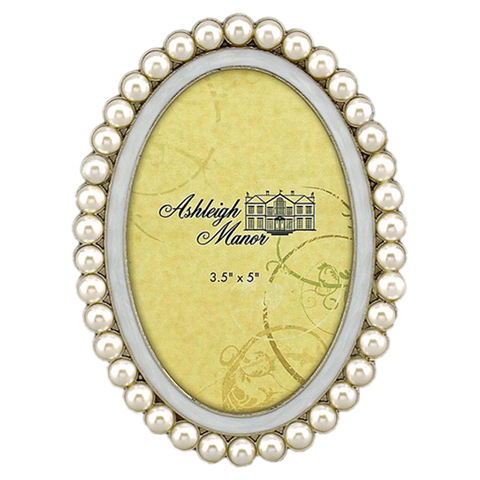 4 x 6 Oval Pearl and Enamel Picture Frame