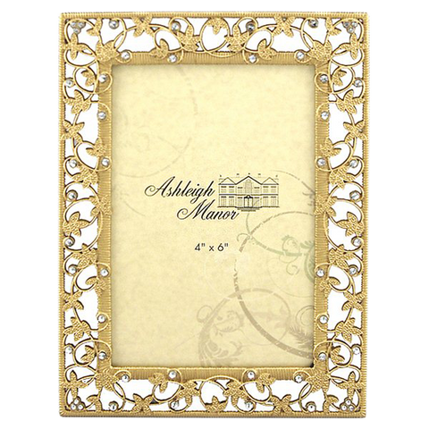 5 x 7 Gold Filigree and Crystal Picture Frame