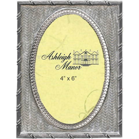 4 x 6 Grey Enamel and Silver Picture Frame
