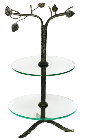 Glass and Iron 2 Tier Stand