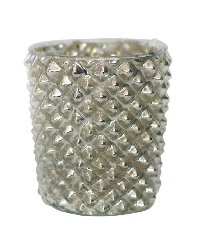 Diamond Motif Mercury Glass Votive