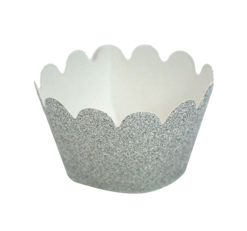 Shiny Mini Silver Cupcake Wrappers