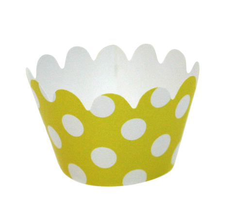 Yellow Polka Dots Mini Cupcake Wrappers