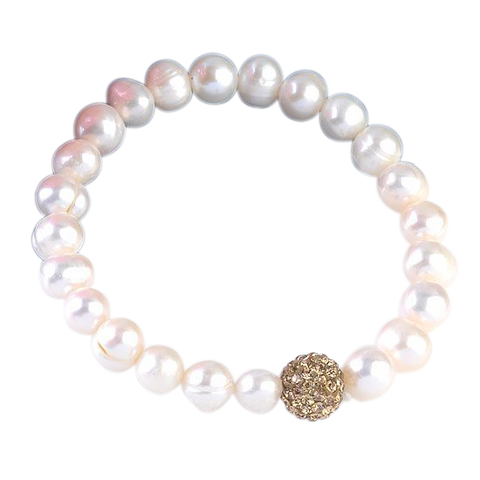 Pearl and Rhinestone Disco Bead Bracelet