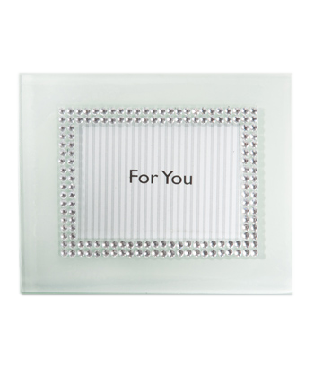 4 x 3 White Glass and Rhinestone Frame