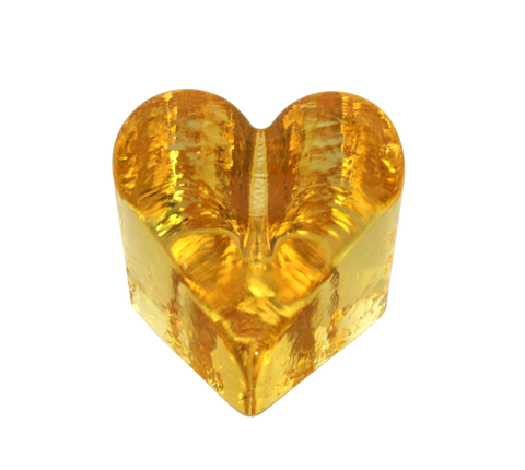 Yellow Glass Heart Paperweight