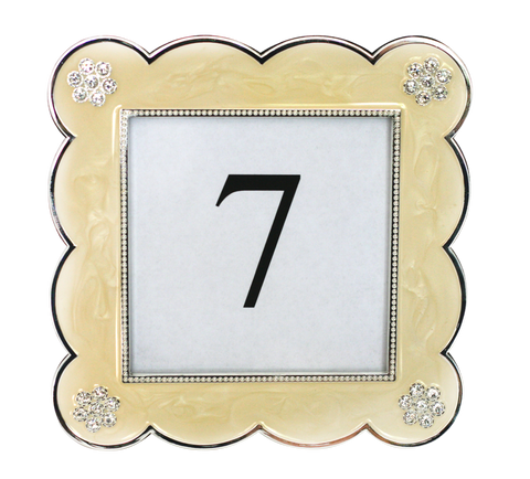 5 x 5 Scalloped White Enamel Frame
