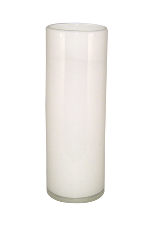 14" White Glass Cylinder Vase