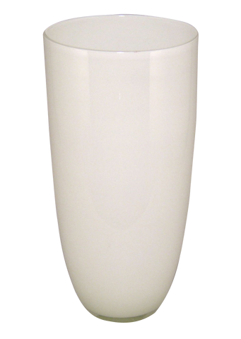 14" White Glass Floral Vase
