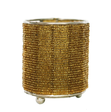 Gold Beaded Votive Holder