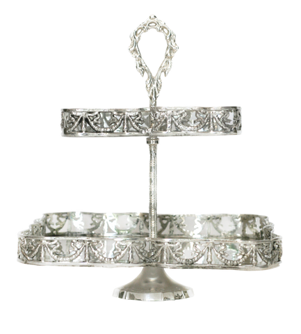 2 Tier Silver Dessert Stand