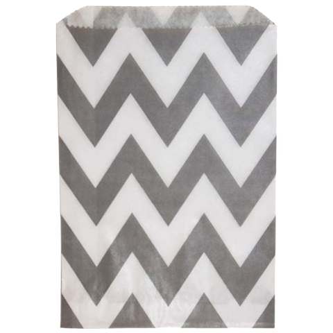 Grey Chevron Striped Treat Bags