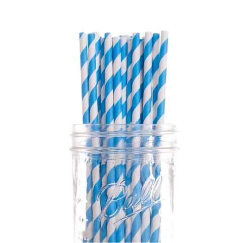 Blue Striped Vintage Straws