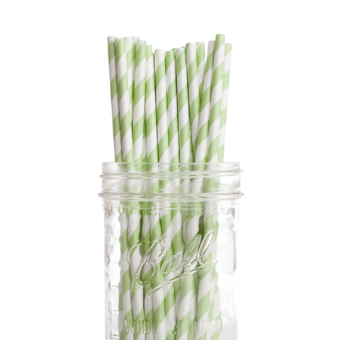 Green Striped Vintage Straws