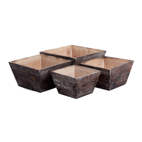 Rustic Square Wood Planters