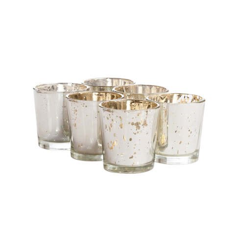 Antique Silver Glass Votive Cups