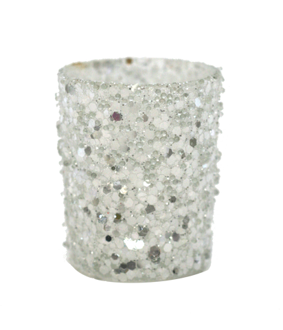White Glitter Votive Candle Holders