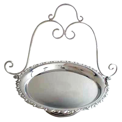 Ornate Nickel Tray with Handle
