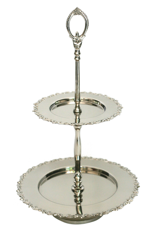 Nickel 2 Tier Dessert Stand