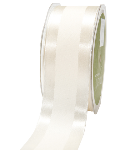 1.5" Ivory Satin Ribbon with Center Band