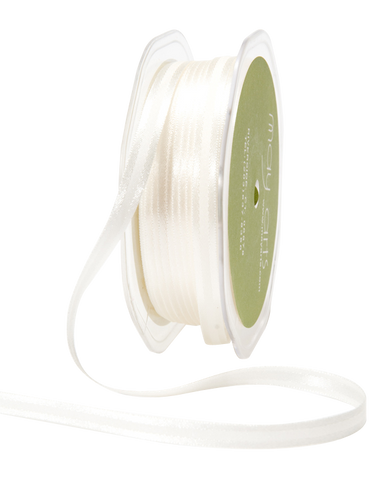 1/4" Ivory Satin Ribbon with Center Band
