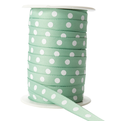 3/8" Seafoam Dot Grosgrain Ribbon
