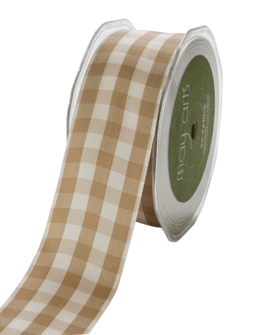 1.5" Antique Gold Check Ribbon
