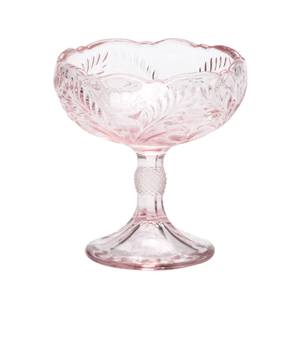 5.5" Pink Pressed Glass Pedestal Bowl