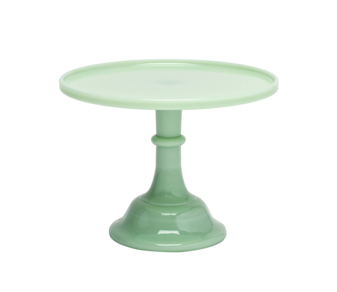 10" Jadite Green Glass Pedestal Cake Plate
