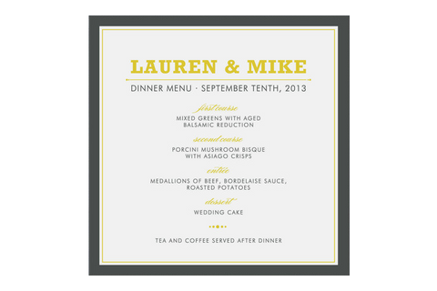 Minted Cocktail Hour Menu Card