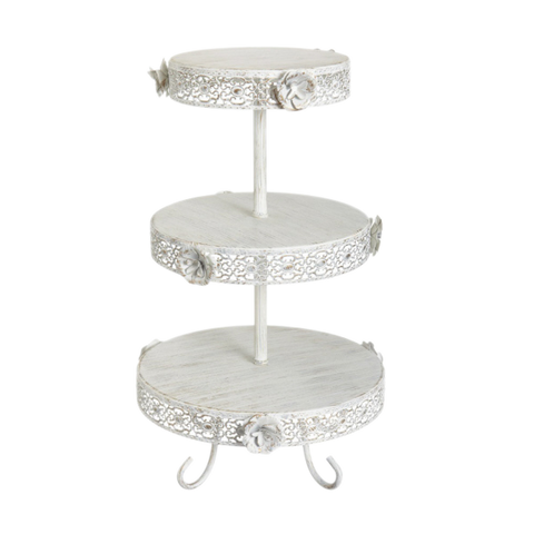 Vintage White and Gold Rose Dessert Stand