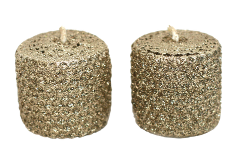 Gold Metallic Glitter Votive Candles