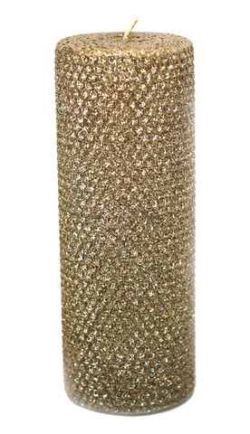 3x8 Inch Gold Metallic Glitter Candle