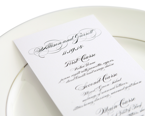 Shine Elegant Script Wedding Menus