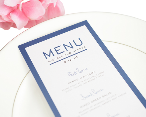 Shine Modern Luxe Wedding Menus