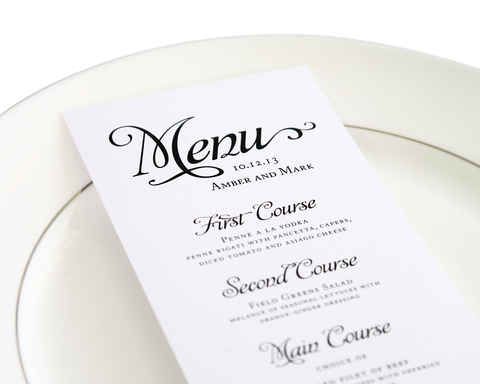 Shine Alluring Script Wedding Menus