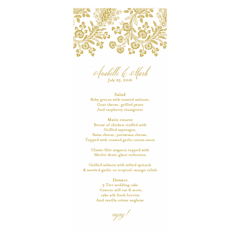 Smitten on Paper Vintage Lace Menu