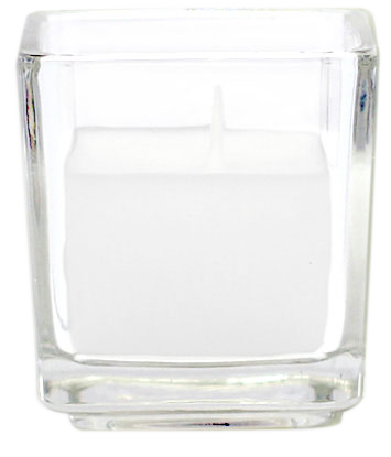 Square Glass White Votive Candle
