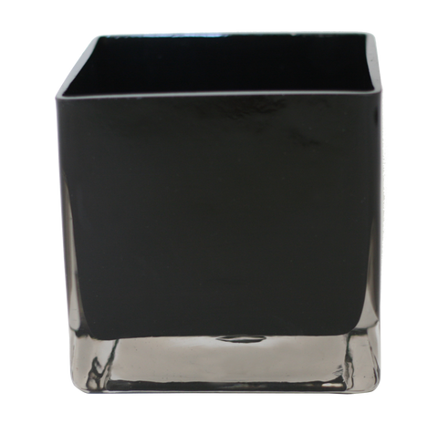 Black Glass Cube Vase